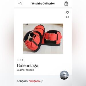 Balenciaga Vibrant Red Leather Sandals